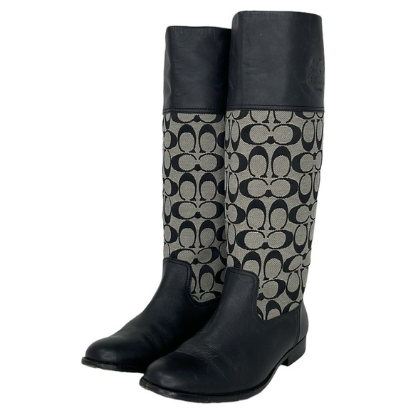 Coach Boots Women's 8.5 Grey Black Chrissi All-Over Print Knee High - Picture 7 of 14